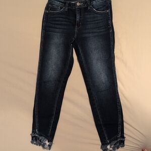 KanCan Dark Wash Frayed Hem Jeans